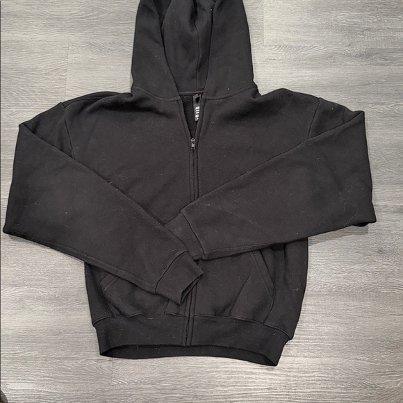 Skims French terry Black Zip-Up Hoodie S - Picture 2 of 3